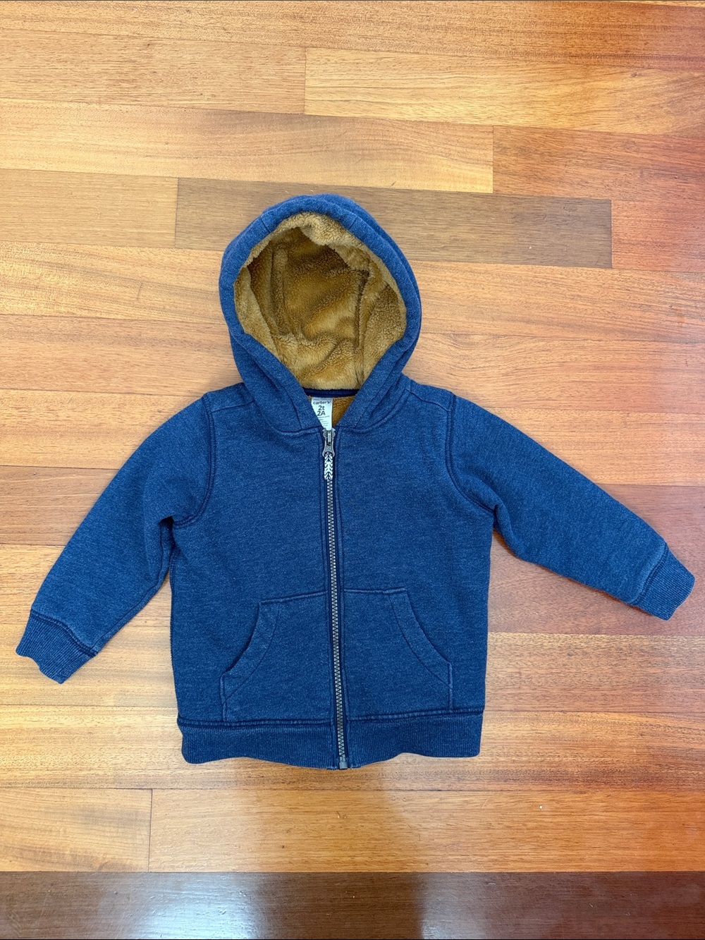 CARTER’S | Boys Fleece Zip-Up Hoodie - Navy Blue, Size 2T